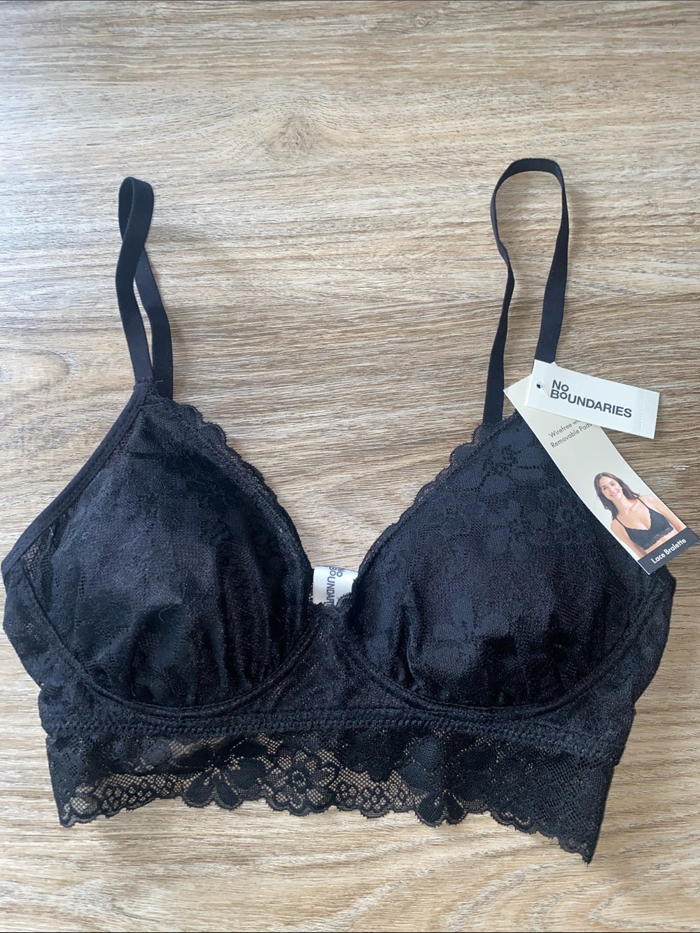 No Boundaries Black Lace Longline Bralette